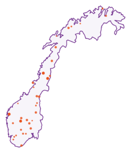 Illustrasjon av fiberdekning i Norge